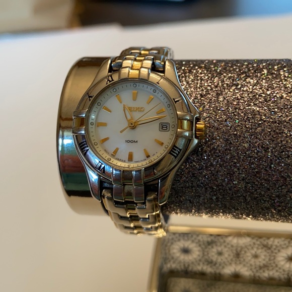 Seiko Accessories - Seiko Two Tone Mother-of-Pearl Watch Silver tone & Gold Tone Stainless SXDB14